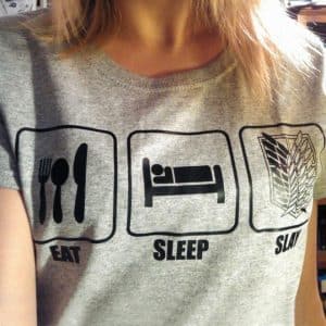 Attack on Titan Eat Sleep Slay T-Shirt Shut Up And Take My Yen : Anime & Gaming Merchandise
