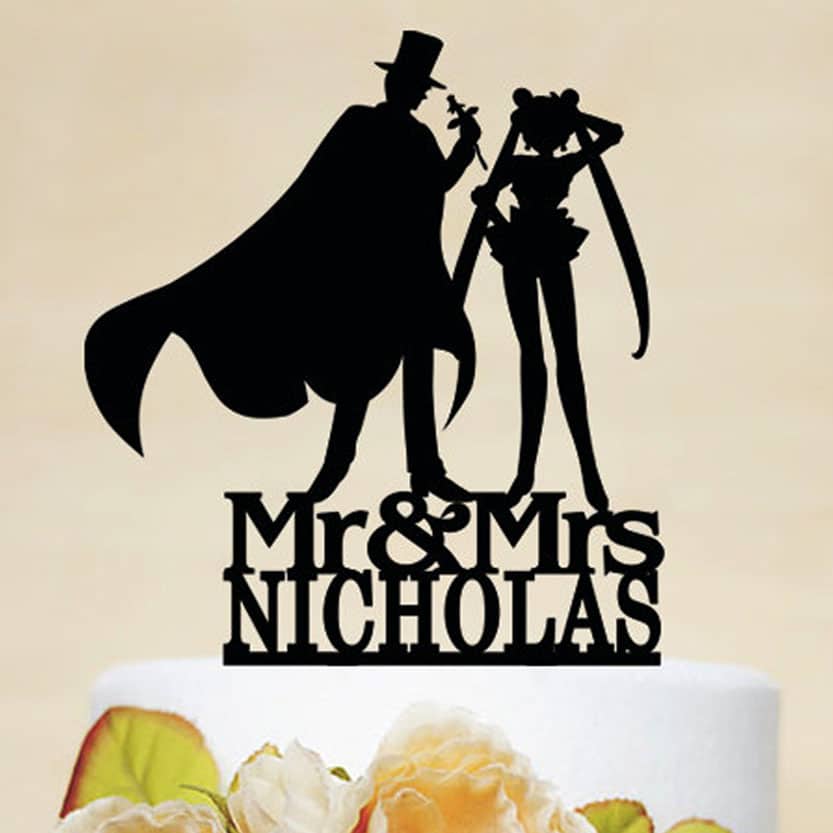 Wedding Cake Toppers Sailor Moon & Tuxedo Mask Anime, wedding cake