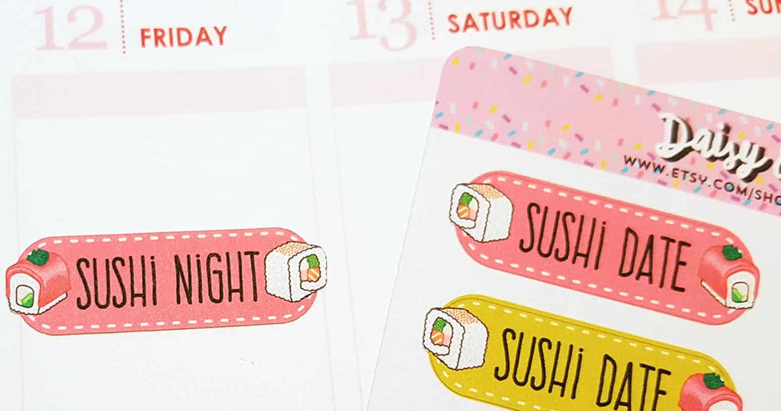 Sushi Date Night Planner Stickers