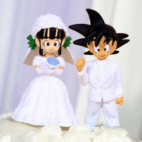 Anime Dragon Ball Romantic Goku ChiChi Marry Wedding Figure Model Cake Decor 
