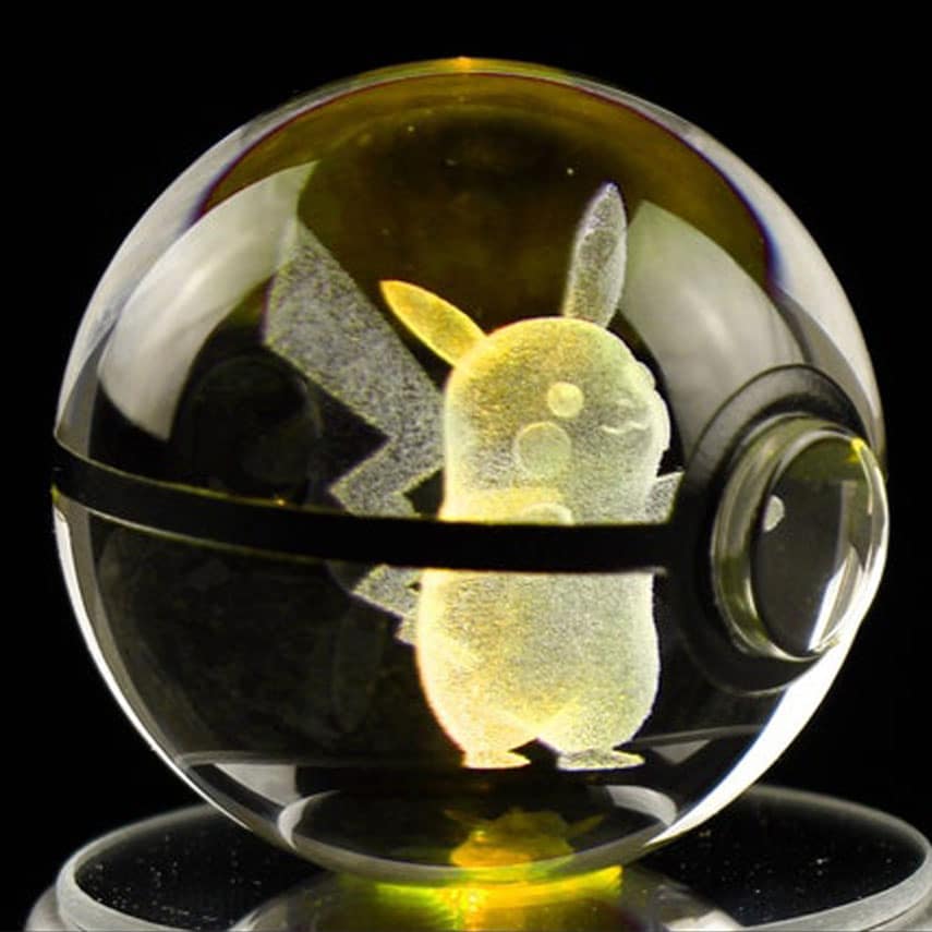 3D Pokemon Go Pikachu LED Glowing Lamp Crystal Pokeball Light For Kids Xams Gift 