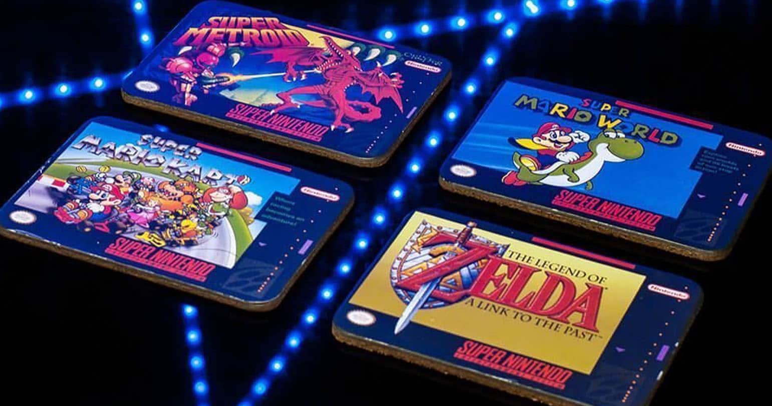 Retro Snes Inspired Printed Metal Coasters Supermario Donkey Kong Zelda Chrono 