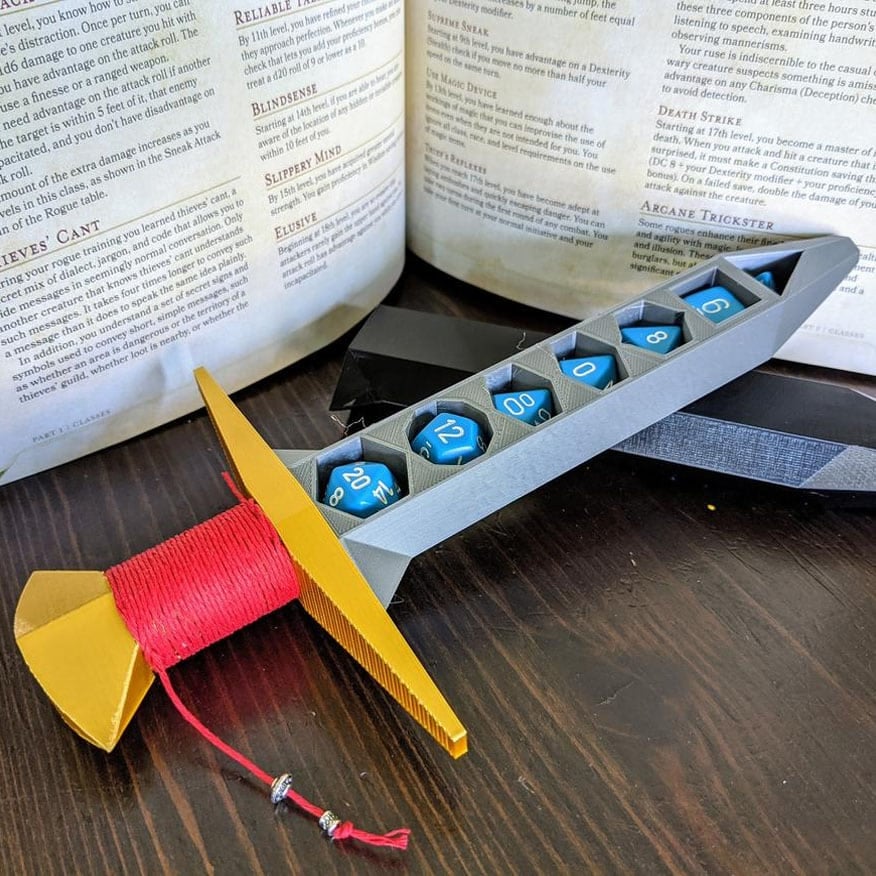 Dungeons and Dragons Dice Holding Dagger